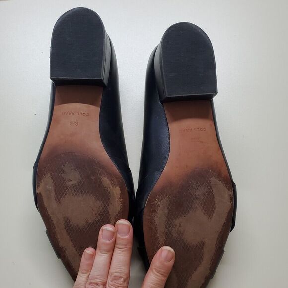 Cole Haan Black Womens Flats Loafers Woven Leather 8.5 EU 39 Pointed Toe - Picture 4 of 7